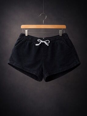 Surfer Vibes!! Rip Curl Black distressed cotton Drawstring Shorts.